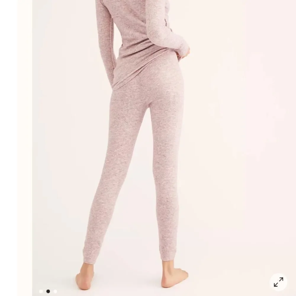 NWT Free People Think Thermal Knit Leggings -Pink - Picture 2 of 5